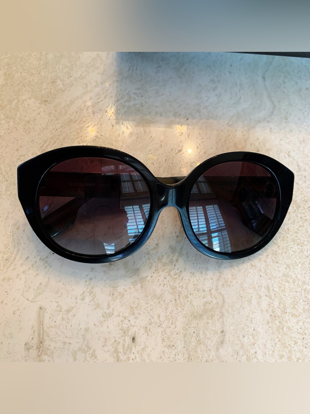 Burberry Black Oversized Round Sunglasses with Dark Gradient Lenses